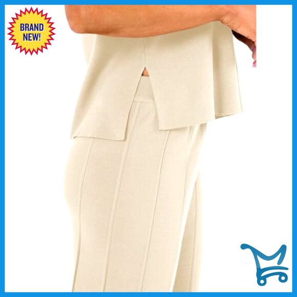 Soft Knit 2-Piece Lounge Set, High Waisted Wide Leg Pants, Pullover Top - Picture 5 of 5